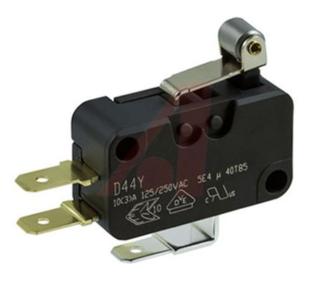 D443-R1RA-G2, ZF SPDT Roller Lever Microswitch, 10 A @ 125/250 V ac, 6 A @ 30 V dc, Микропереключатель