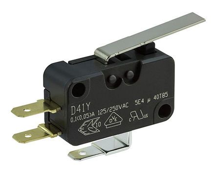 D449-R1LL-G2, ZF SPDT Straight Lever Microswitch, 10 A @ 125/250 V ac, 6 A @ 30 V dc, Микропереключатель