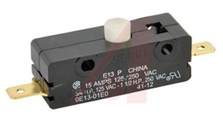 0E1301E0, ZF SPST-NO Button Microswitch, 15 A @ 125/250 V ac, 2 A @ 48 V dc, Микропереключатель