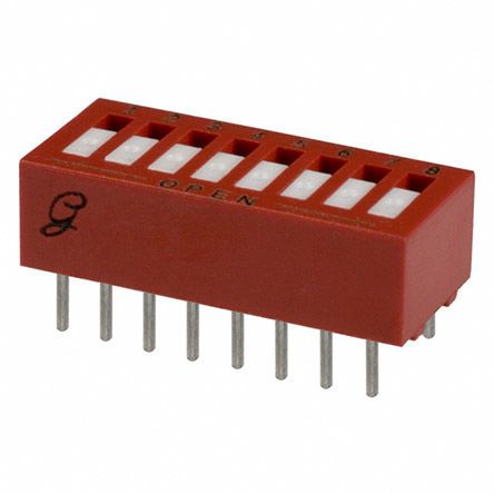 76RSB08ST, Grayhill 8 Way Through Hole DIP Switch SPST, Piano Actuator, Переключатель