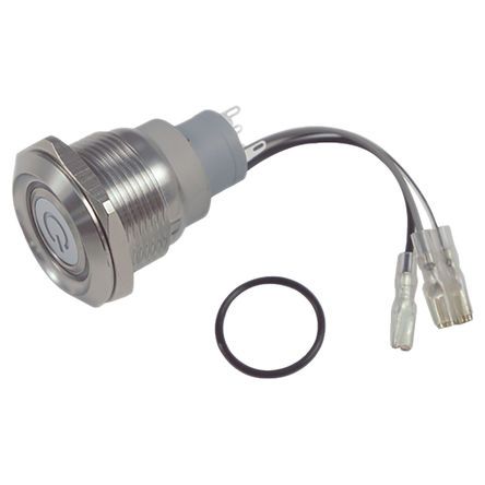 AV02L-BB2-M3-FR-RB-12V-1G, RS PRO Single Pole Double Throw (SPDT) Momentary Blue, Green, Red LED Push Button Switch, IP67, Panel Mount, Power, Кнопочный переключатель