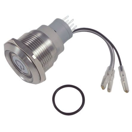 AV12L-BB2-M3-FR-RB-24V-1G, RS PRO Double Pole Double Throw (DPDT) Momentary Blue, Green, Red LED Push Button Switch, IP67, Panel Mount, Power, Кнопочный переключатель