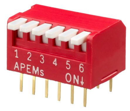 DPL06V, APEM 6 Way Through Hole Piano Dip Switch SPST, Piano Actuator, Переключатель