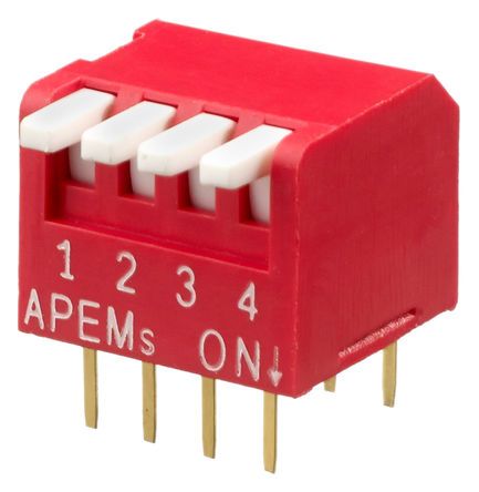 DPL04V, APEM 4 Way Through Hole Piano Dip Switch SPST, Piano Actuator, Переключатель