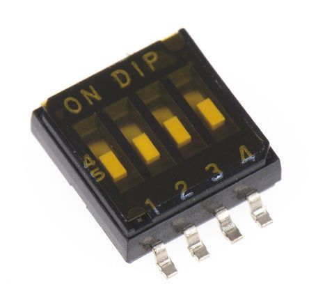 DHA-04T-Q, Apem 4 Way Surface Mount DIP Switch SPST, Flush Slide Actuator, Переключатель