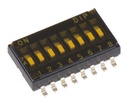 DHA-08T-Q, APEM 8 Way Surface Mount DIP Switch SPST, Flush Slide Actuator, Переключатель