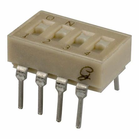 90B04ST, Grayhill 4 Way Through Hole DIP Switch SPST, Переключатель