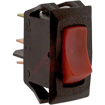 LRA911-RS-B/125N, Carling Technologies Illuminated Single Pole Single Throw (SPST), On-None-Off Rocker Switch Panel Mount, Клавишный переключатель