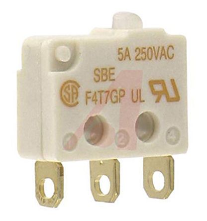 F4T7GPUL, Johnson Electric SPDT-CO Plunger Microswitch, 5 A, Микропереключатель