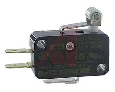 XGG6-88-S20Z1, Johnson Electric SP-CO Roller Lever Microswitch, 16 A, Микропереключатель