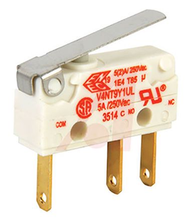 V4NT9Y1UL, Johnson Electric SP-CO Lever Microswitch, 5 A, Микропереключатель