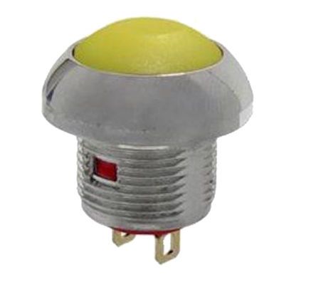 PAS6D2AM1CES1-5, RS PRO Single Pole Single Throw (SPST) Momentary Yellow LED Miniature Push Button Switch, IP67, 13.6 (Dia.)mm,, Кнопочный переключатель