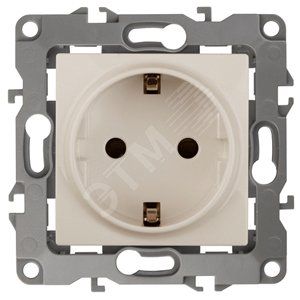 Розетка однофазная скрытого монтажа, в рамку с заземлением со шторками слоновая кость 16А 250В IP20 автоматические (безвинтовые) зажимы 12-2102-02 Эра 12