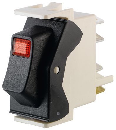 1550.1950, Marquardt Illuminated Single Pole Single Throw (SPST), Momentary Rocker Switch Panel Mount, Клавишный переключатель