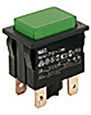 1660.0222, Marquardt Double Pole Double Throw (DPDT) Latching Green LED Push Button Switch, IP40, 30.4 x 22.2mm, Panel Mount, 125V, Кнопочный переключатель