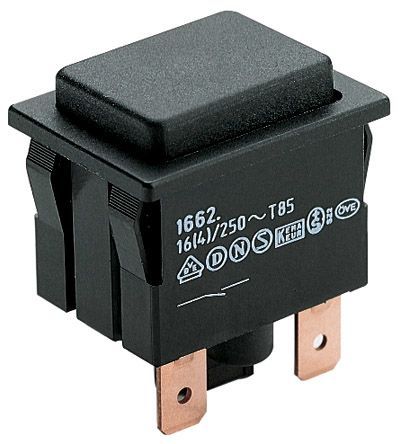 1662.0201, Marquardt Single Pole Single Throw (SPST) Latching Push Button Switch, IP40, 30.4 x 22.2mm, Panel Mount, 250V ac, Кнопочный переключатель