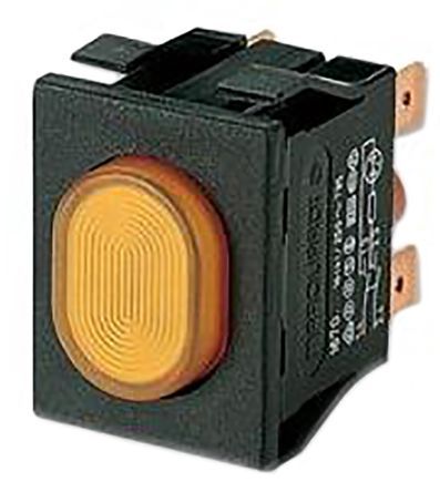 1670.5201, Marquardt Double Pole Double Throw (DPDT) Momentary Orange LED Push Button Switch, IP54, 30 x 22.2mm, Panel Mount, 250V, Кнопочный переключатель