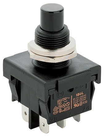 1842.1101, Marquardt Double Pole Double Throw (DPDT) Latching Push Button Switch, IP40, 12 (Dia.)mm, Panel Mount, 250V ac, Кнопочный переключатель