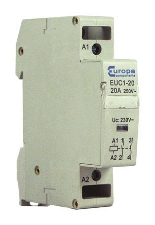 EUC1-20-2NC, Europa 2 Pole Contactor - 20 A, 230 V ac Coil, 2NC, 4 kW, Контактор