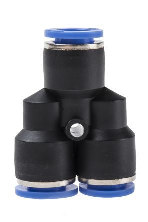 PY 10, RS PRO Pneumatic Y Tube-to-Tube Adapter, Push In 10 mm x Push In 10 mm x Push In 10 mm, Переходник