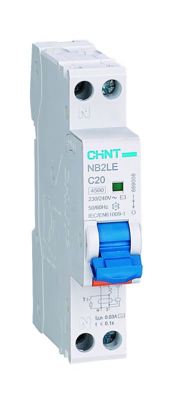 Диф. автомат NB2LE 1P+N 20A 30mA 1мод., х-ка С, электронный тип A, 6kA (CHINT)