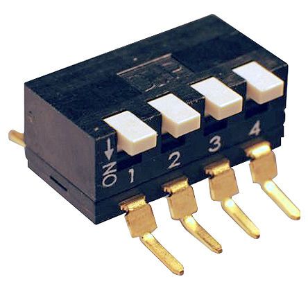 DBP 8104, KNITTER-SWITCH 4 Way PCB DIP Switch 4PST, Flat Actuator, Переключатель