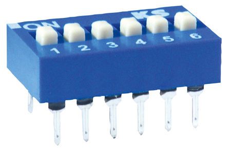 DBS 6102, KNITTER-SWITCH 2 Way PCB DIP Switch 2PST, Raised Actuator, Переключатель