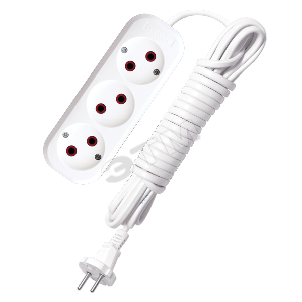 Удлинитель бытовой 3х5м без заземления 6А У6-639 ШВВП 2х0.75