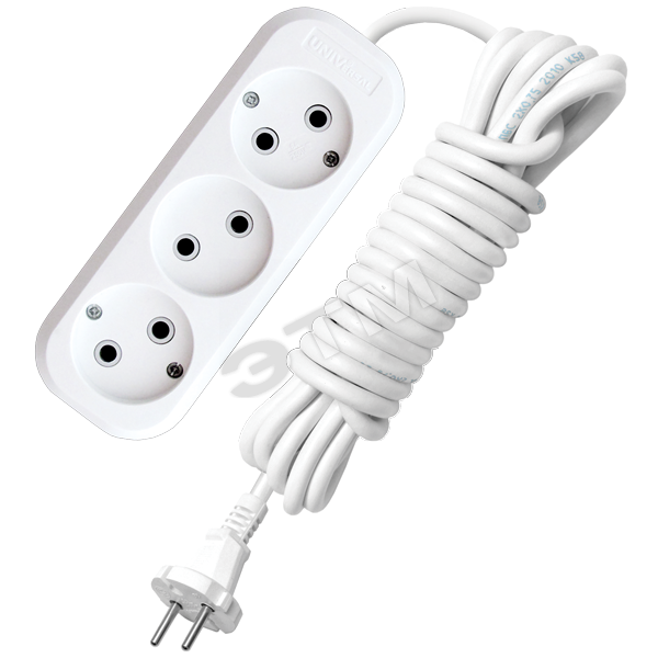 Удлинитель бытовой 3х5м без заземления 10А АВС-пластик E-203