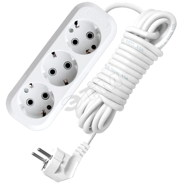 Удлинитель бытовой 3х5м с заземлением 13А АВС-пластик E-303