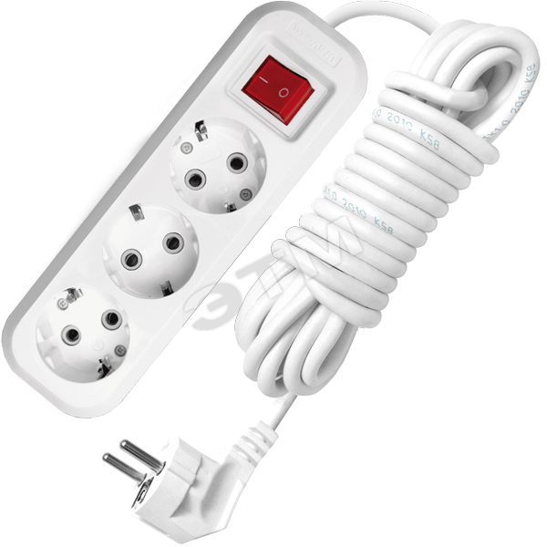 Удлинитель бытовой 3х5м с заземлением с выключателем 10А S-303