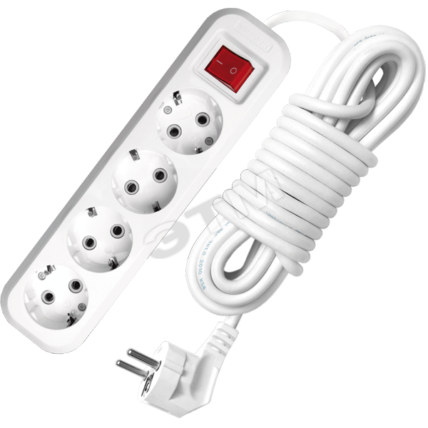 Удлинитель бытовой 4х7м с заземлением с выключателем 10А S-304