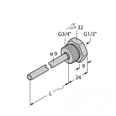 THW-6-G3/4-G1/2-A4-L030 Гильза для термосопротивлений