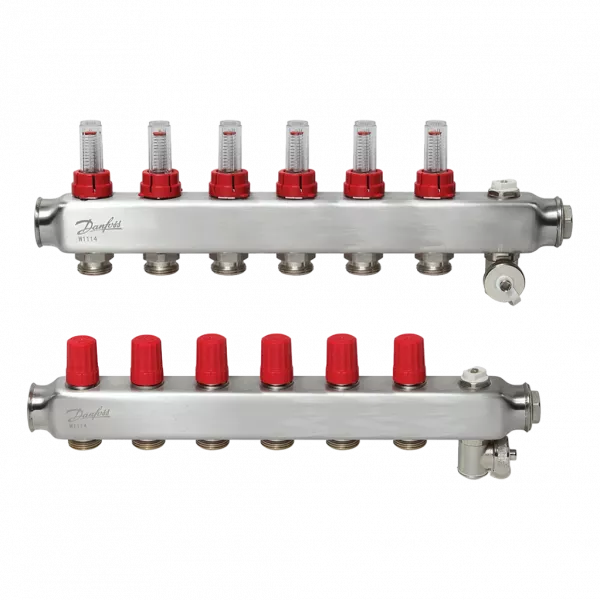 Комплект коллекторов Danfoss SSM-6F с расходомерами, 6 контуров