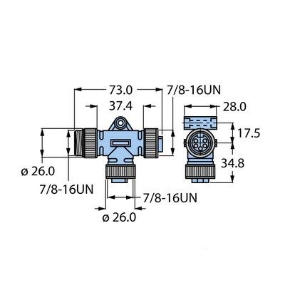 RSM-2RKM 57 2-портовый T-разветвитель без кабеля