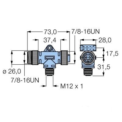 RSM FKM RKM 57 T-разветвитель, 5-конт.