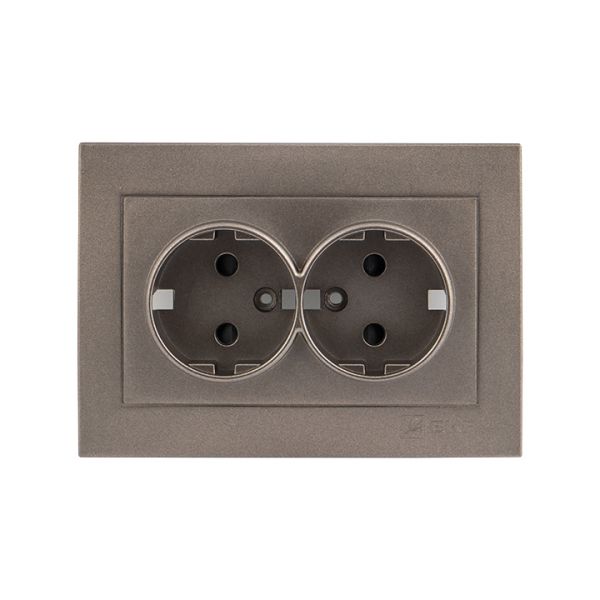 Валенсия лицевая панель розетки 2-местной с/з 16А графит с защ. штор.