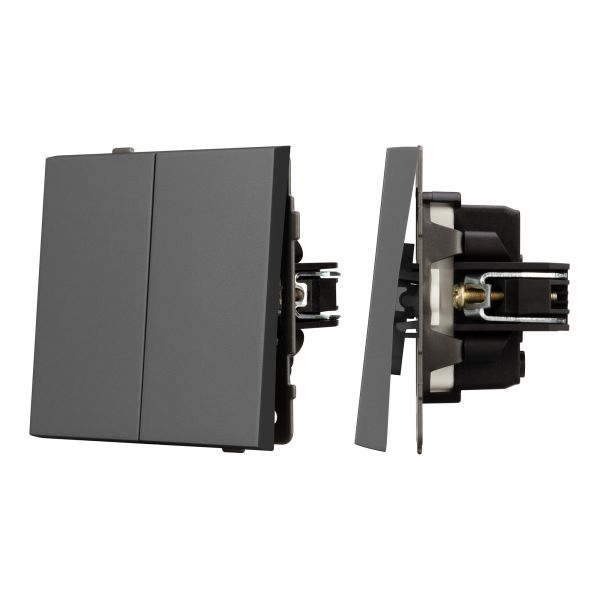 Механизм выключателя двухклавишный проходной SWT-TENDO-MKP2-SFPL-GR 230V, 10A, Серый, 1 пост