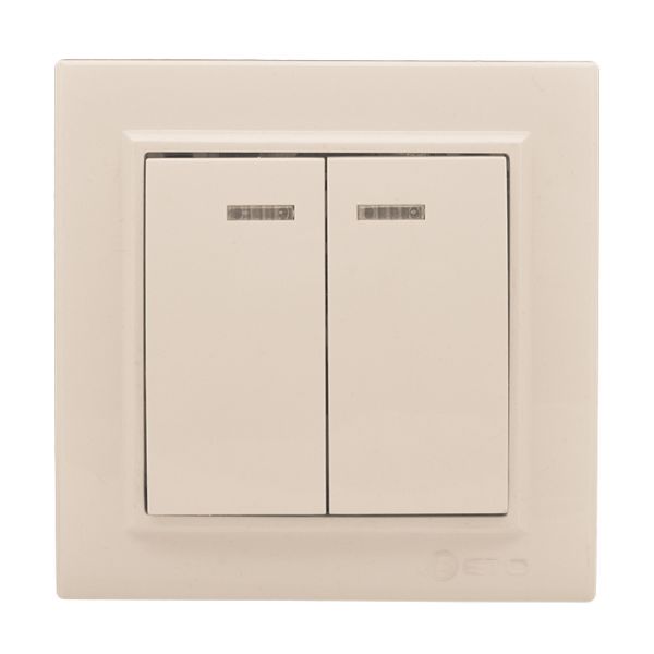 Выключатель двухклавишный СП Минск с индикатором 10А бежевый