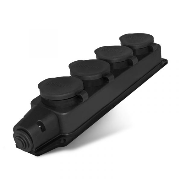 Колодка четырехместная однофазная с заглушками каучук