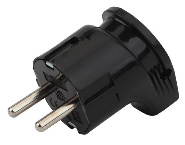 Вилка с/з угловая 16 A черная Vx3-B 24/480/3840