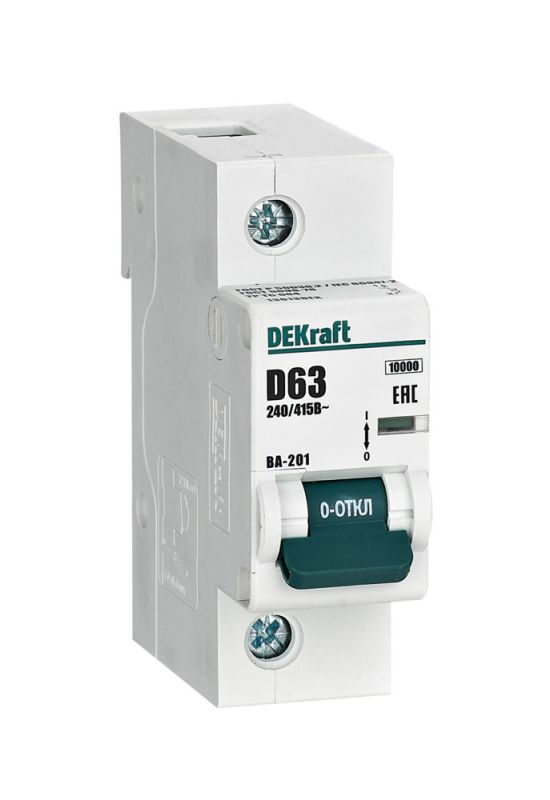 Выключатель автоматический однополюсный 63А D ВА-201 10кА
