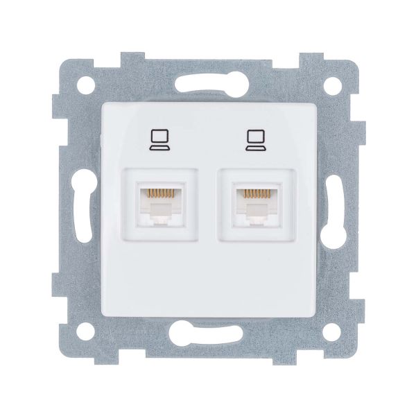 Мария Механизм розетки низковольтной ПК/ПК 2 гнезда скр.уст. РК2-471 белый