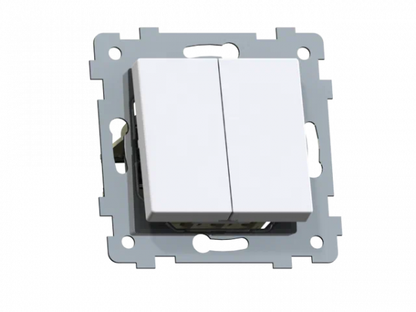 Аксиома Механизм выключателя двухклавишного скрытой установки С510-449, белый