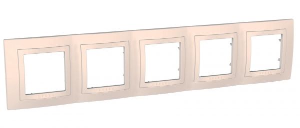 UNICA Рамка 5 постов бежевая