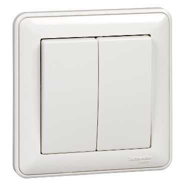 W59 Выключатель двухклавишный, 10АХ, в сборе, белый