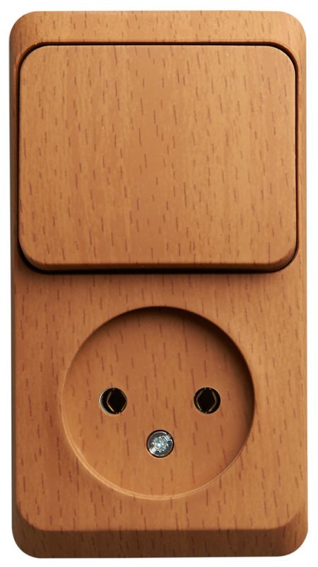 ЭТЮД блок открытой установки Розетка без заземления + Выключатель 1-клавиш., бук