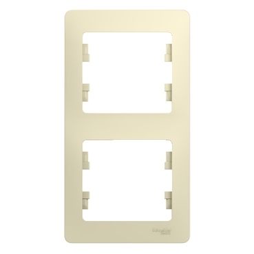 GLOSSA Рамка 2 поста вертикальная бежевая