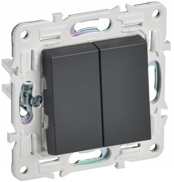 SKANDY Выключатель 2-клавишный 10А SK-V04T титан IEK