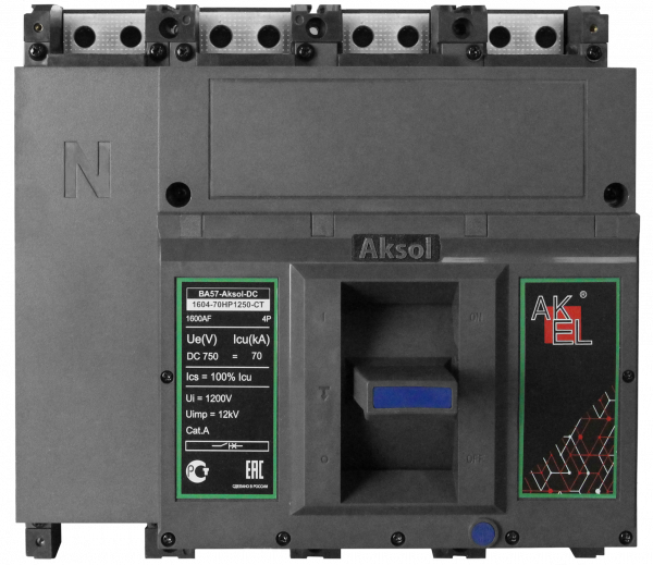 Выключатель автоматический в литом корпусе ВА57-DC-AKSOL-1604-70НР1250-CT 4P/1250А/НР/50кА